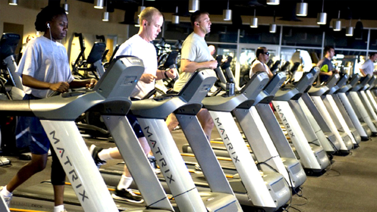 people jogging on gym treadmill