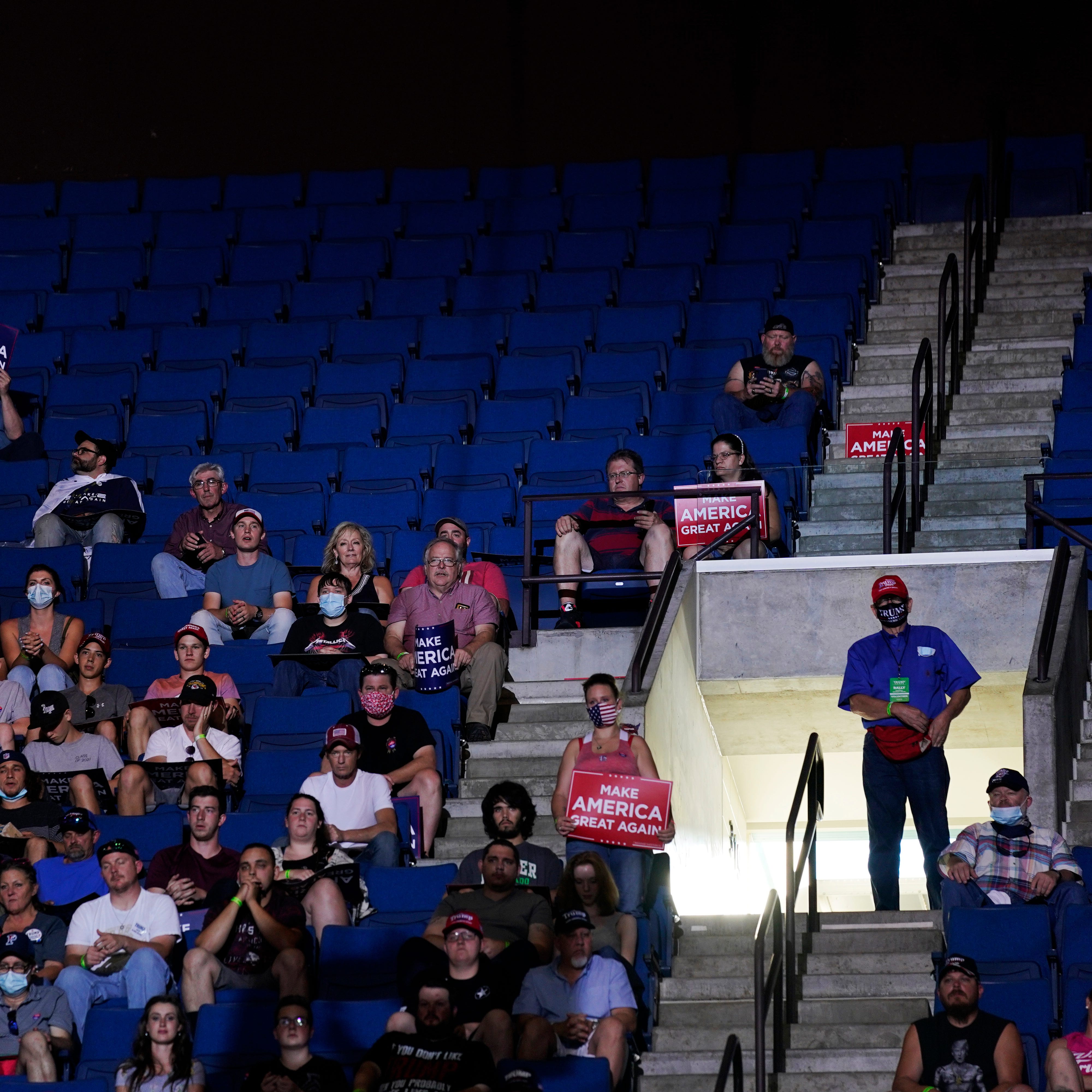 President Donald Trump supporters attend a campaign rally at the BOK Center, Saturday, June 20, 2020, in Tulsa, Okla.