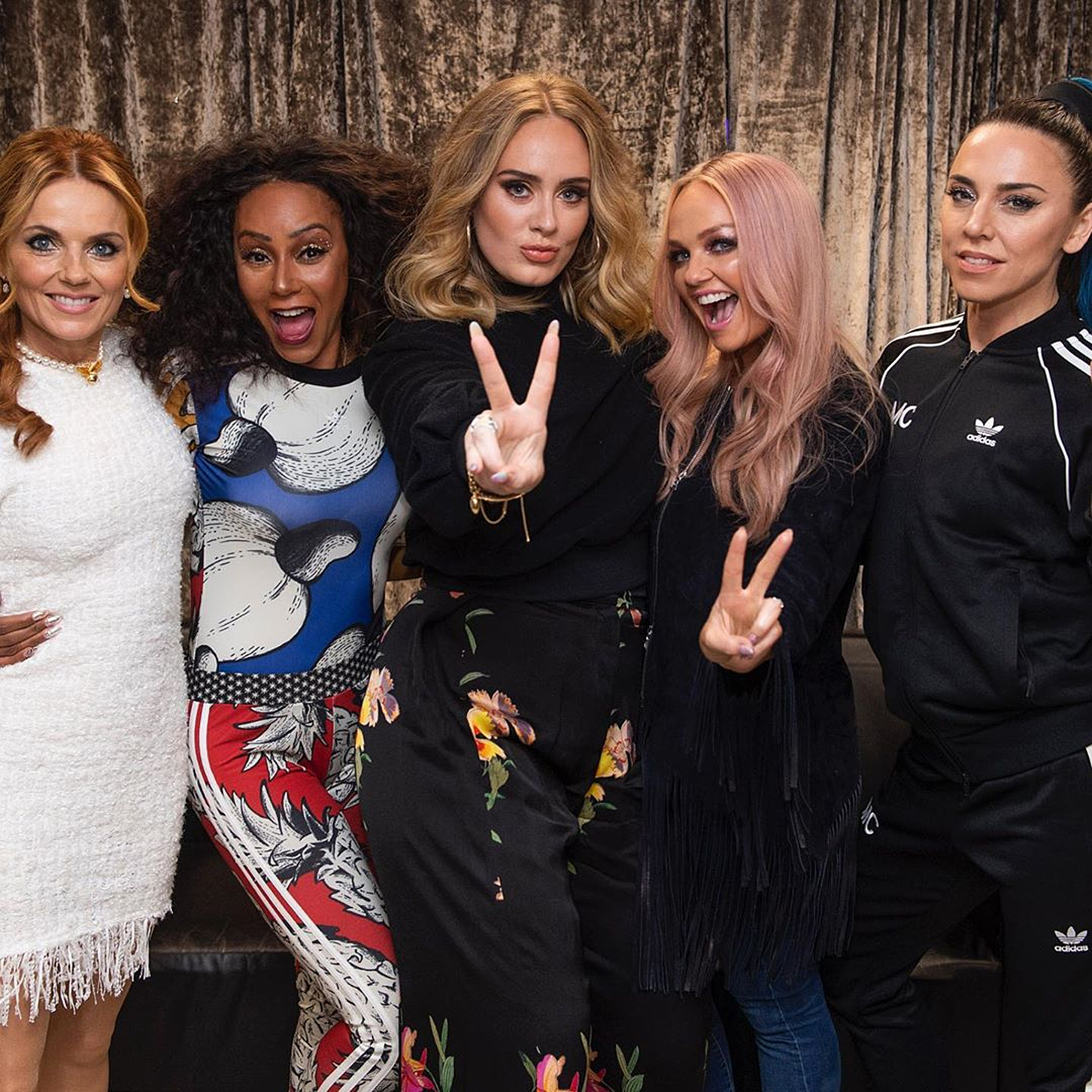 Adele showed off her trim physique while posing with the Spice Girls last year