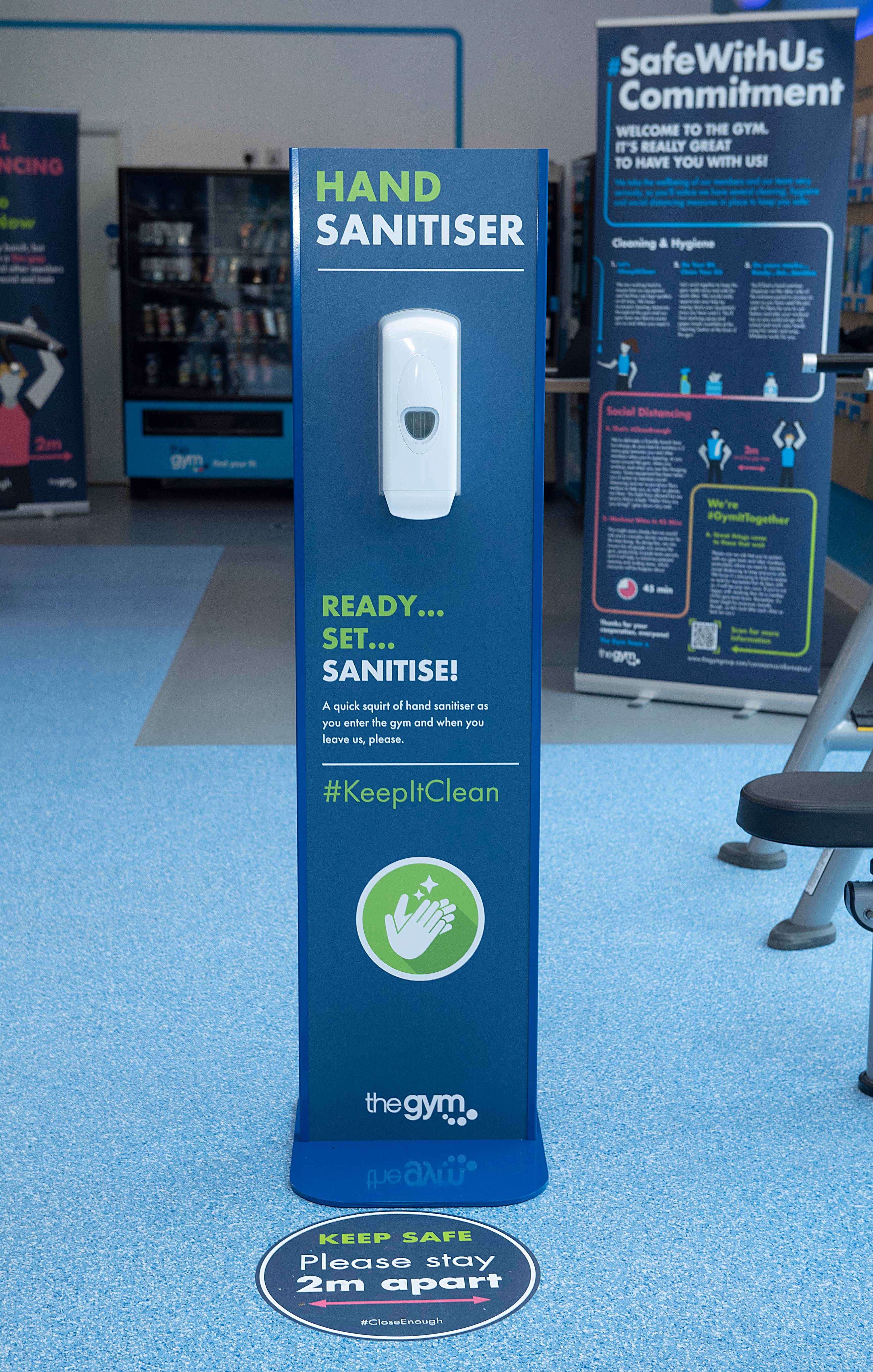 New hand sanitiser stations will be dotted around gym floors