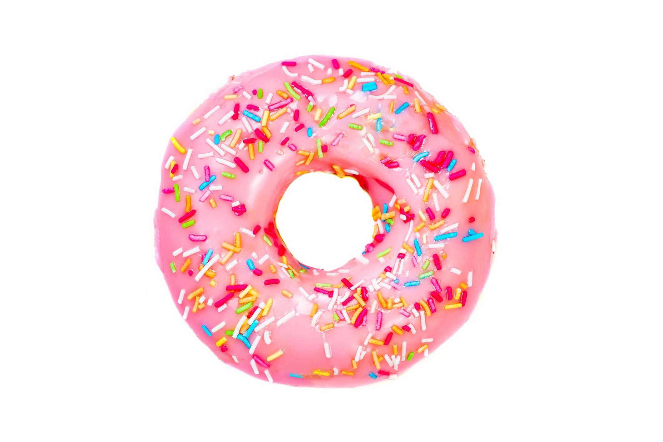 pink donut with sprinkles