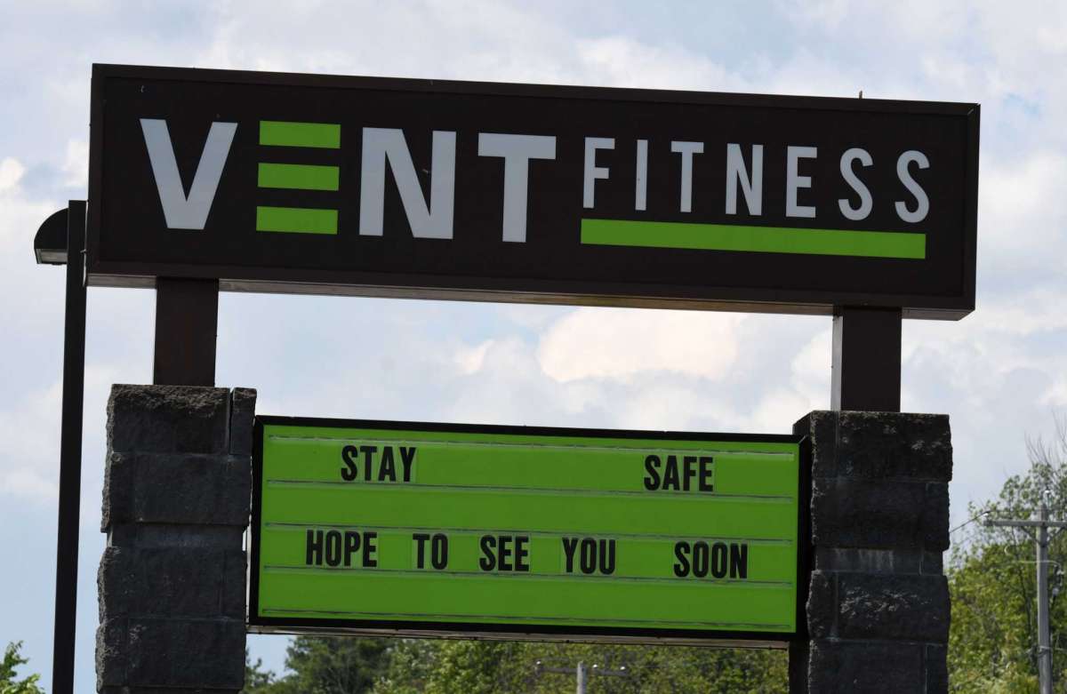 Sign outside the Clifton Park Vent Fitness reflects state coronavirus restrictions placed of gyms on Tuesday, June 23, 2020, on Route 146 in Clifton Park, N.Y. Gym owners are frustrated with the lack of direction they are receiving from the state about when they can reopen. (Will Waldron/Times Union)