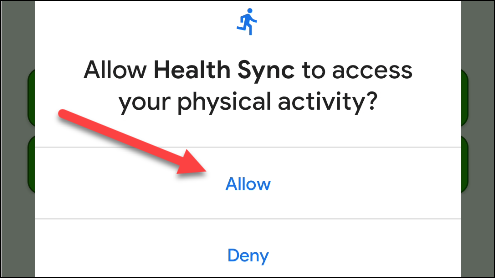 Tap "Allow" to give Health Sync access.