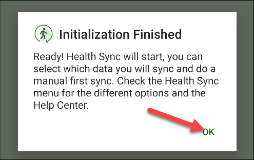 Tap "OK" in the "Initialization Finished" popup.