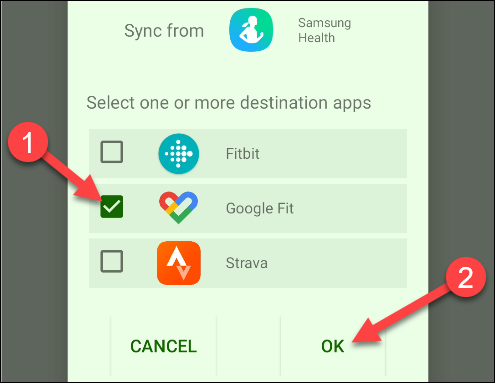 Tap "Google Fit," and then tap "OK."