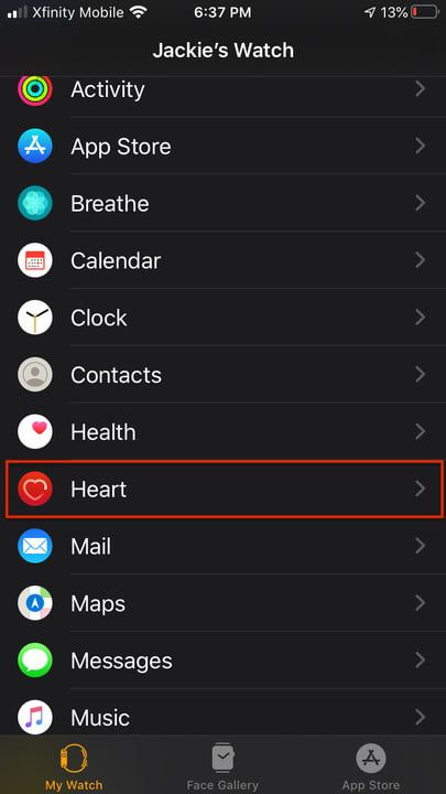 Apple Watch heart rate