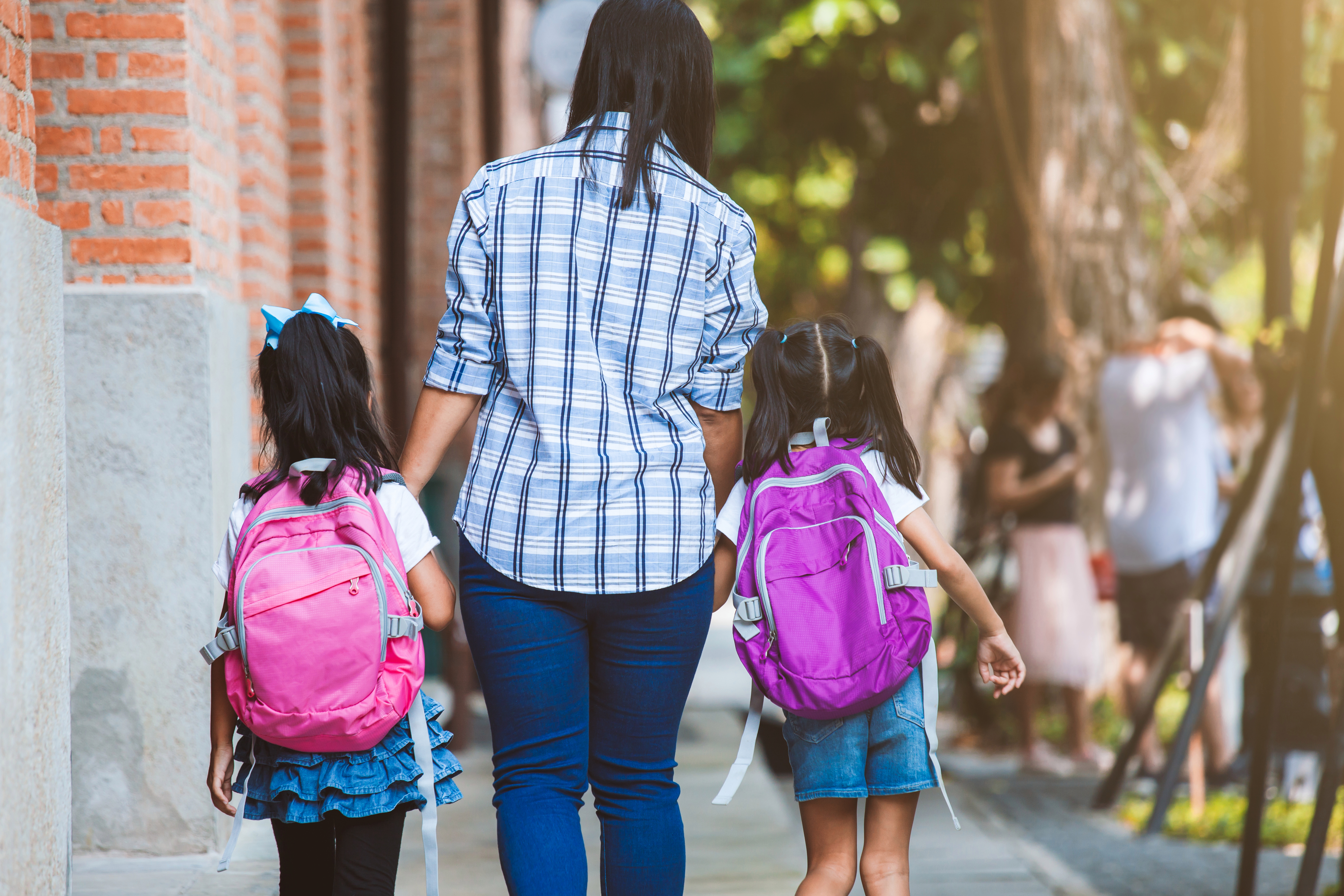 If school is within a mile of your home, set off together and walk