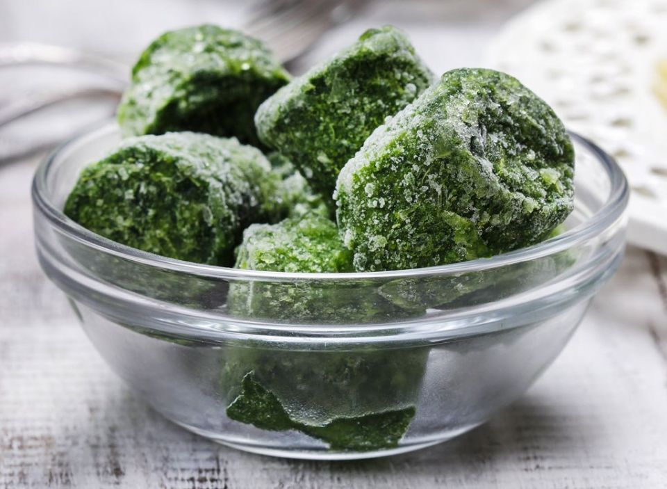 Frozen spinach cubes